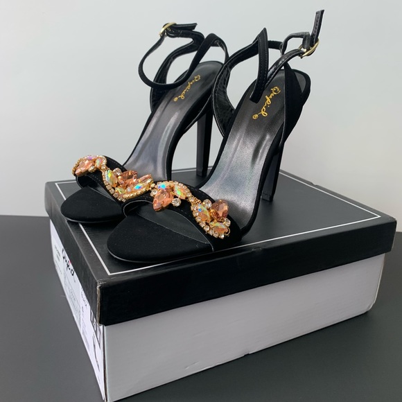 Qupid Shoes - Quipid Rhinestone Embellished 4” Heels